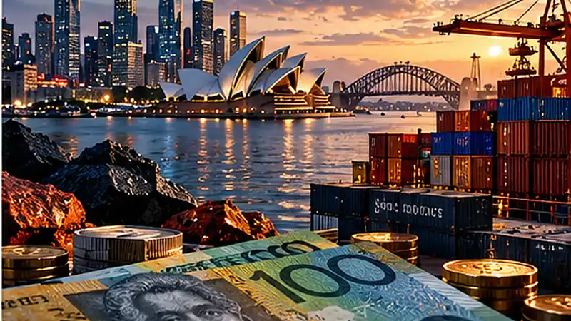Original conceptual editorial illustration representing AUD/USD Outlook: China’s Hotter PPI and Softer Consumer Inflation Send Mixed Signals. The depicted screens and scenes do not show actual market data or an event photograph.